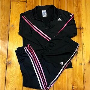 Adidas Black Tracksuit with Pink Accents